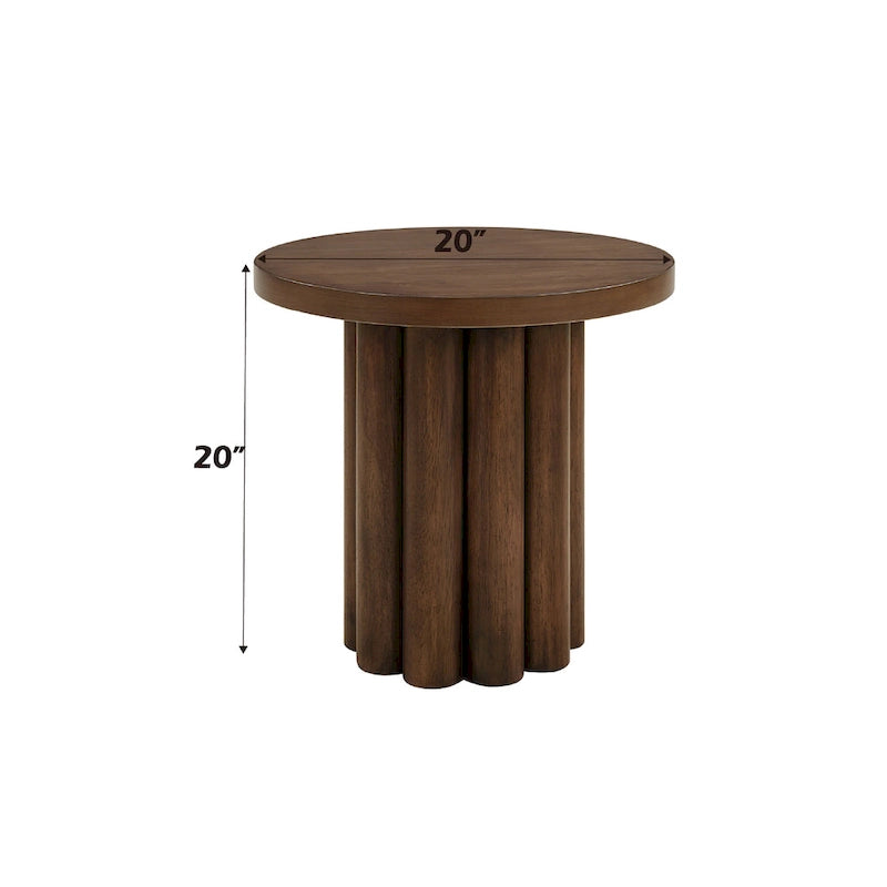 Moderner brauner Holz-Beistelltisch mit dicker Tischplatte