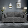 Grey Velvet Sofa with Tool-Free Assembly and Solid Wood Frame