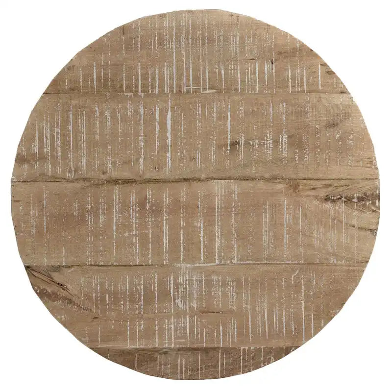 22-Inch Round Two-Tier Handmade Mango Wood End Table - Beige