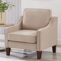 Velvet Upholstered Accent Armchair with Wooden Legs