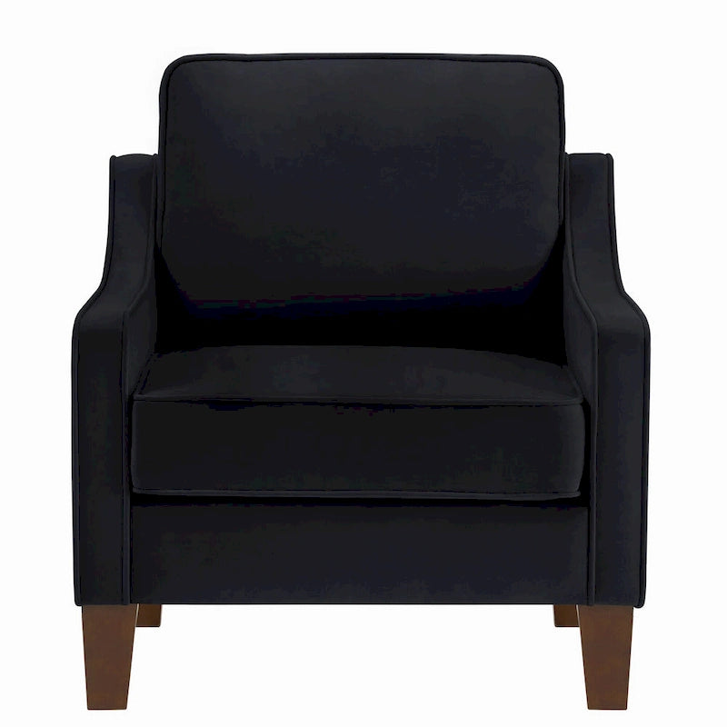 Velvet Upholstered Accent Armchair with Wooden Legs