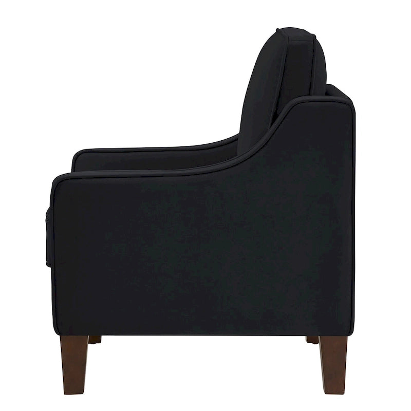 Velvet Upholstered Accent Armchair with Wooden Legs