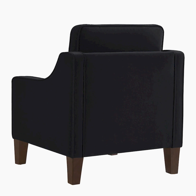 Velvet Upholstered Accent Armchair with Wooden Legs