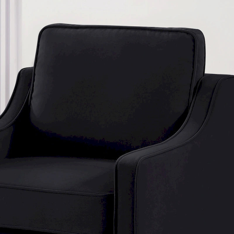 Velvet Upholstered Accent Armchair with Wooden Legs