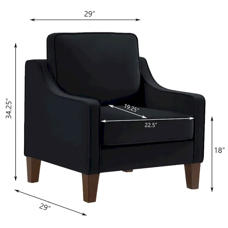 Velvet Upholstered Accent Armchair with Wooden Legs
