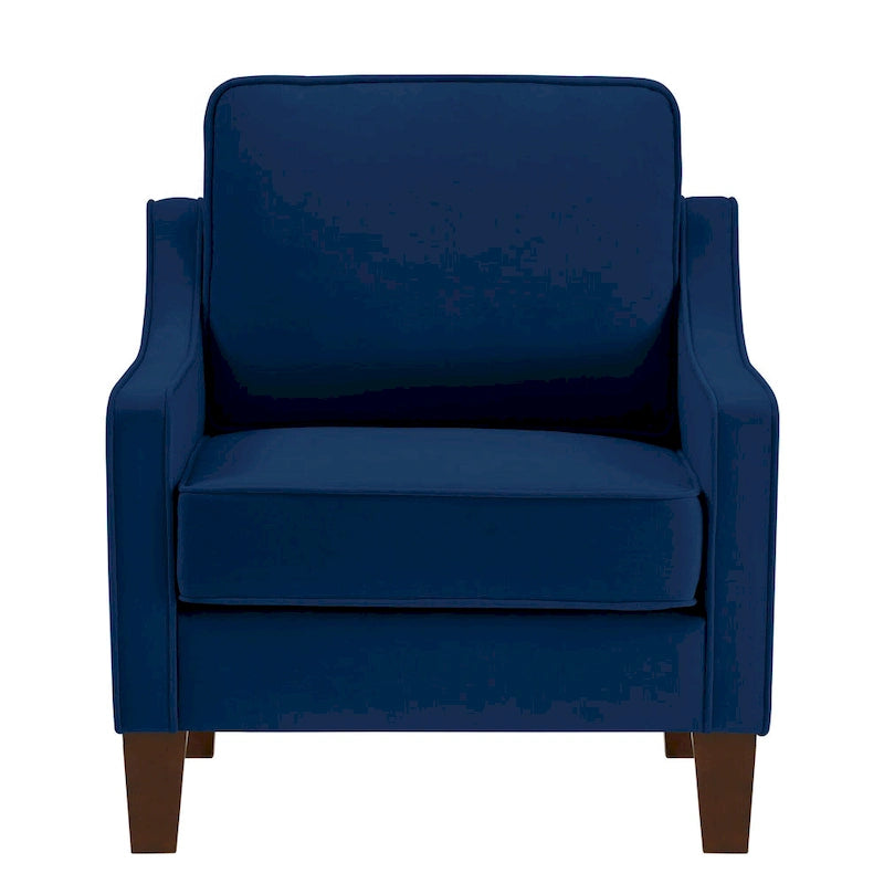Velvet Upholstered Accent Armchair with Wooden Legs