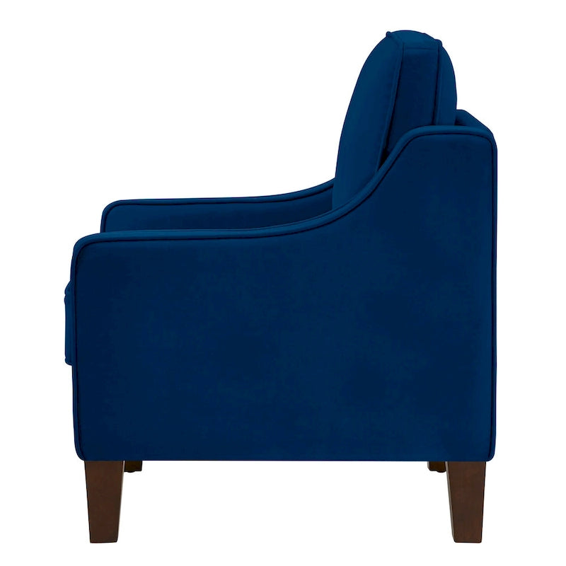 Velvet Upholstered Accent Armchair with Wooden Legs