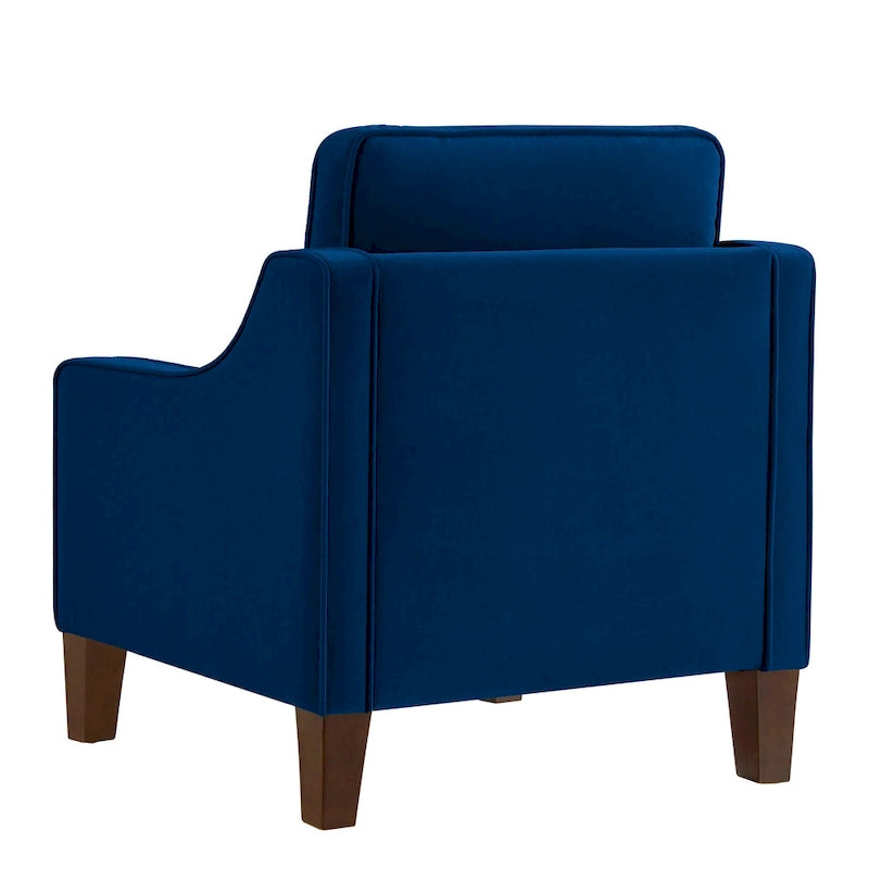 Velvet Upholstered Accent Armchair with Wooden Legs