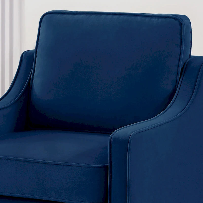 Velvet Upholstered Accent Armchair with Wooden Legs
