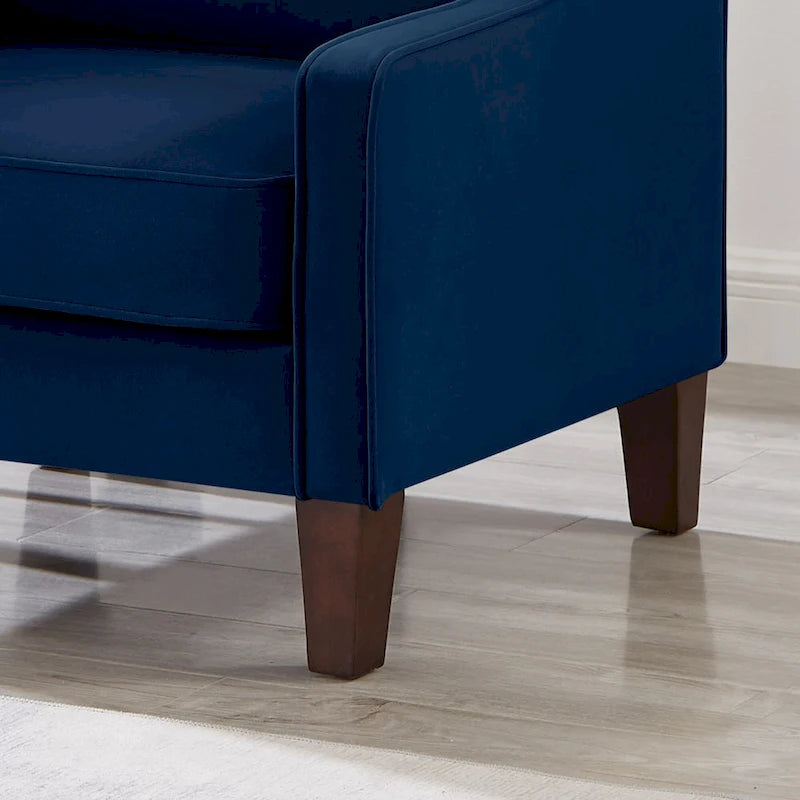Velvet Upholstered Accent Armchair with Wooden Legs