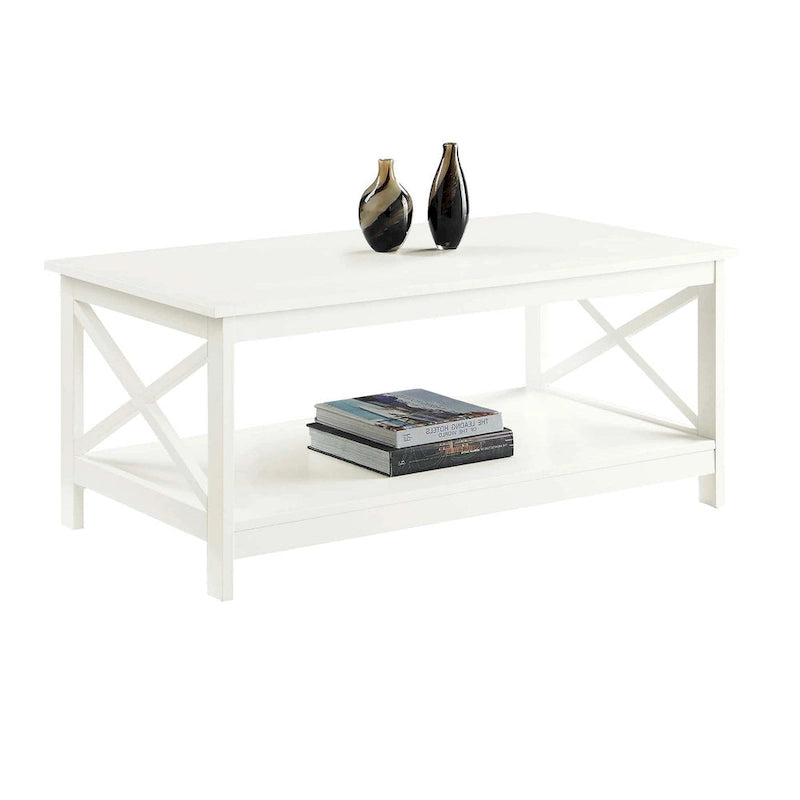 Coffee Table with Storage Shelf and X-Shaped Sides