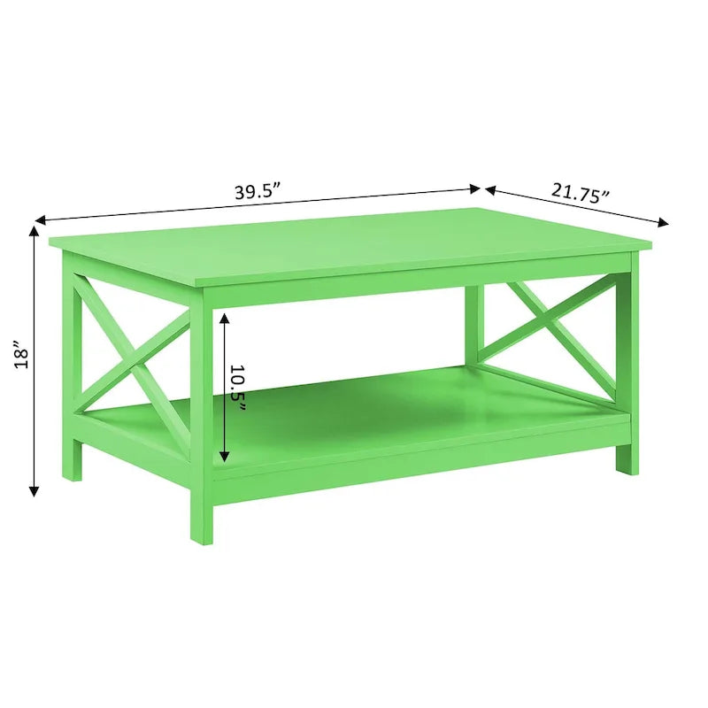 Coffee Table with Storage Shelf and X-Shaped Sides