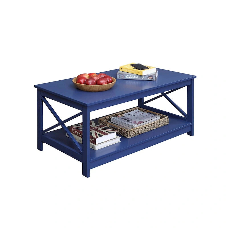 Coffee Table with Storage Shelf and X-Shaped Sides