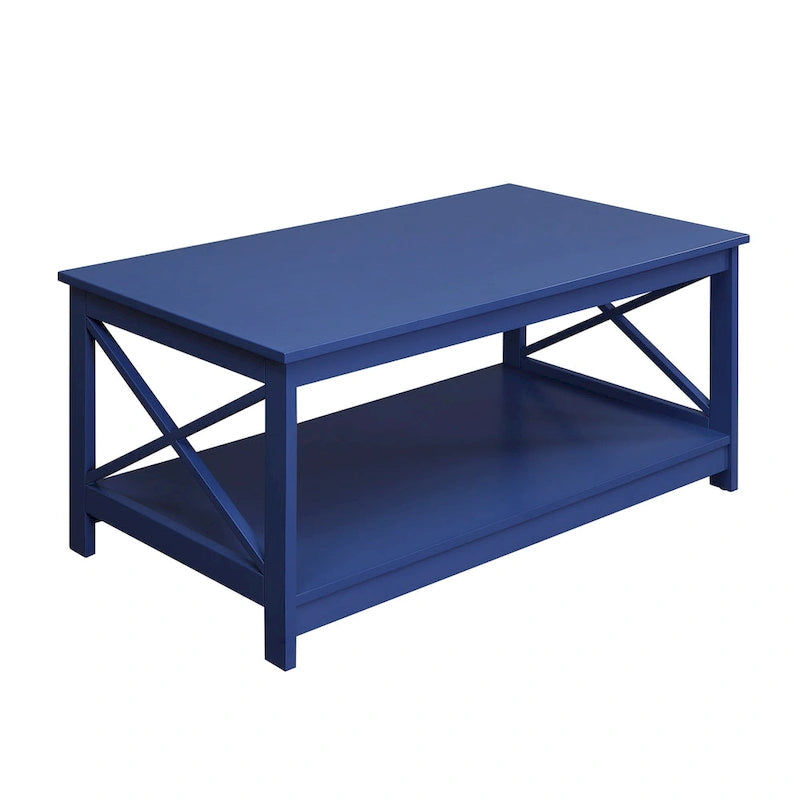 Coffee Table with Storage Shelf and X-Shaped Sides