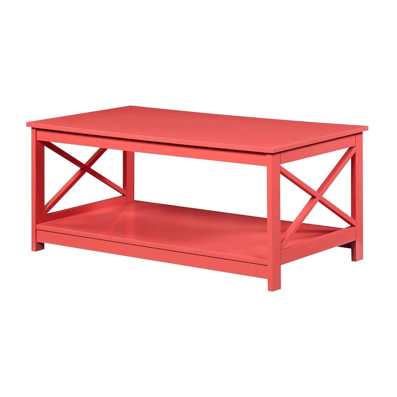 Coffee Table with Storage Shelf and X-Shaped Sides