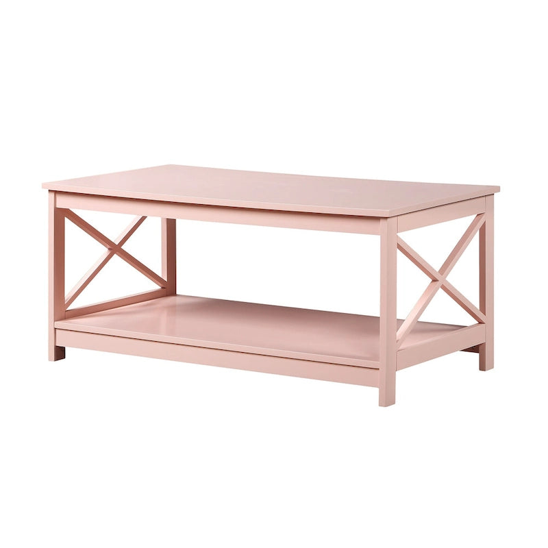 Coffee Table with Storage Shelf and X-Shaped Sides