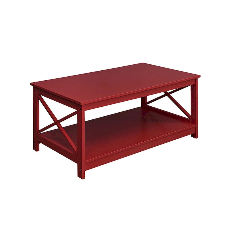 Coffee Table with Storage Shelf and X-Shaped Sides