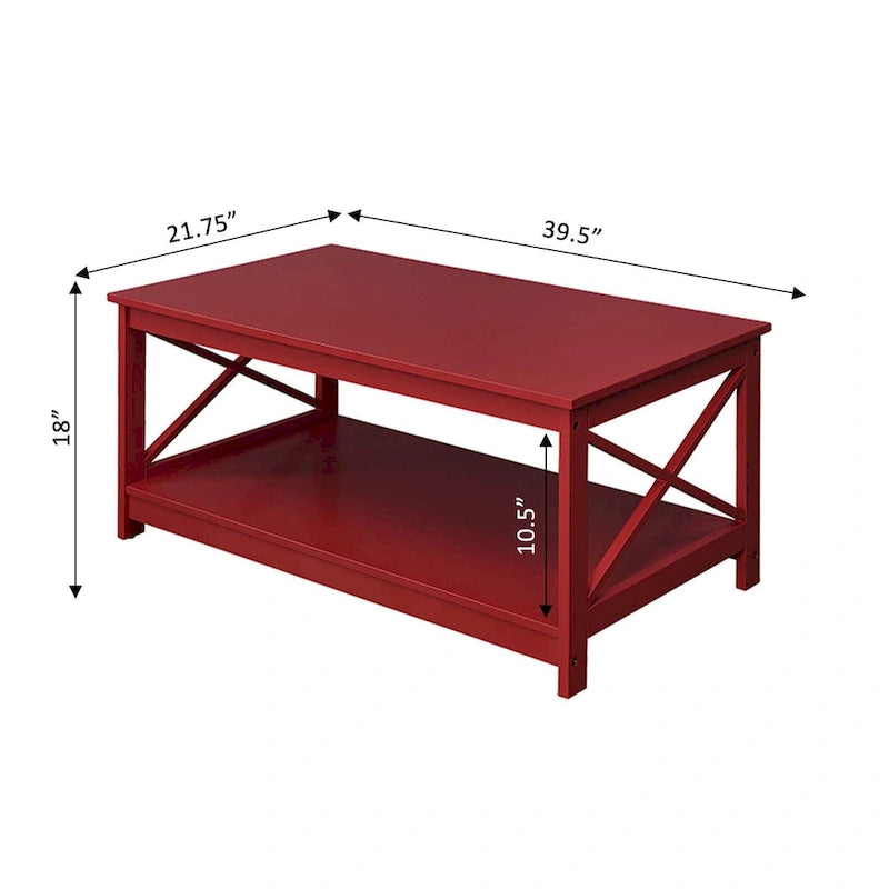 Coffee Table with Storage Shelf and X-Shaped Sides