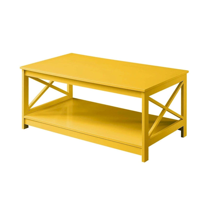 Coffee Table with Storage Shelf and X-Shaped Sides
