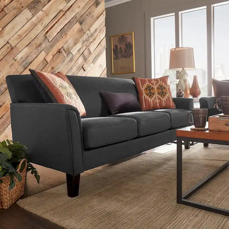Upholstered Sofa with Flared Arms and Removable Seat Cushions