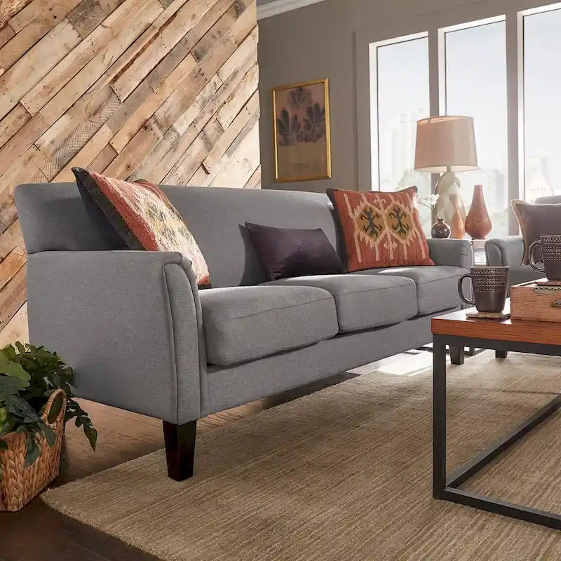 Upholstered Sofa with Flared Arms and Removable Seat Cushions