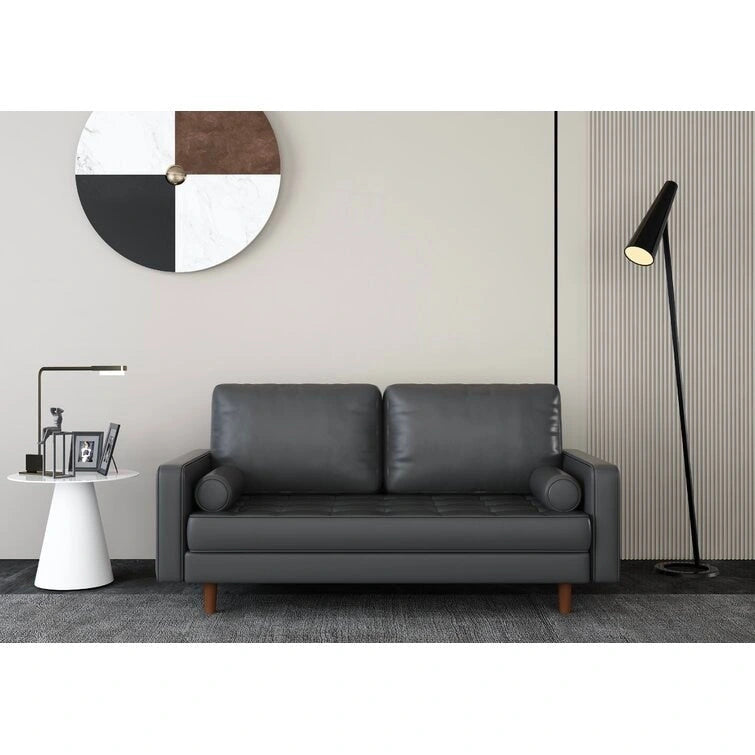 70-Inch Faux Leather Square Arm Sofa
