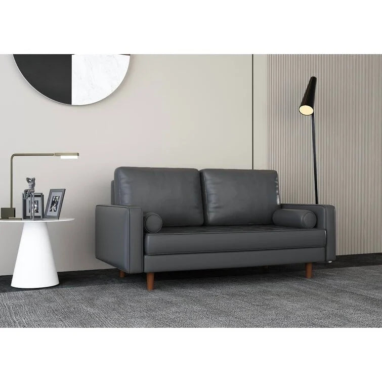 70-Inch Faux Leather Square Arm Sofa