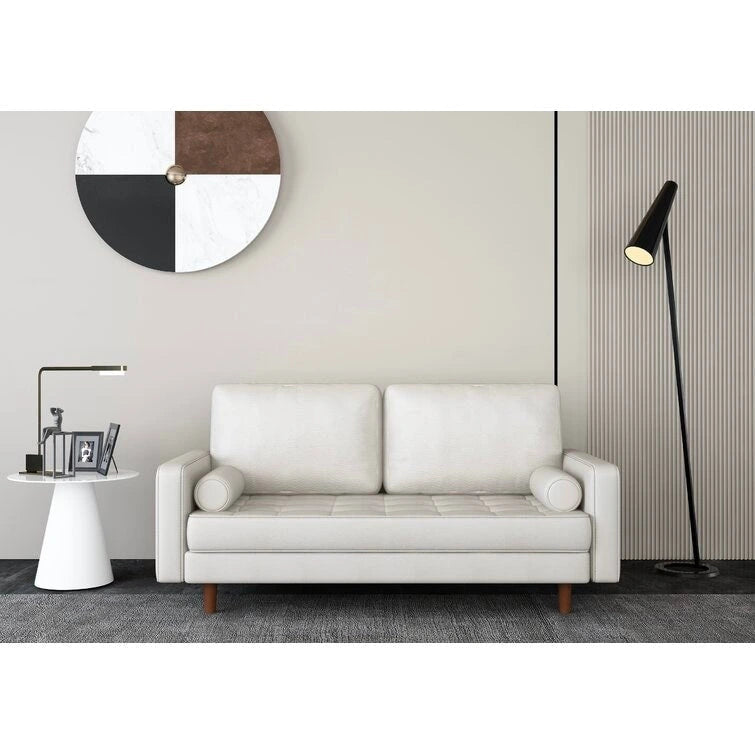 70-Inch Faux Leather Square Arm Sofa