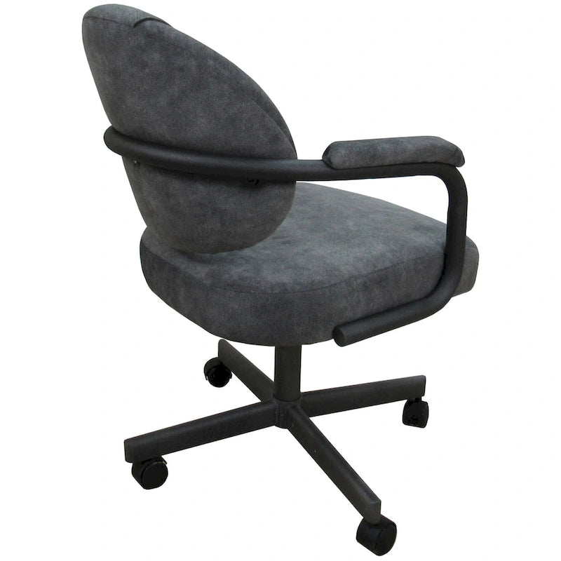 Gepolsterter drehbarer und neigbarer Esszimmerstuhl mit Rollen