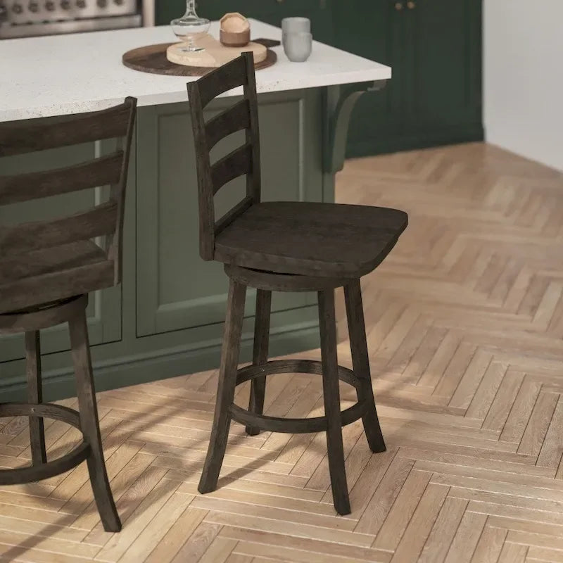 Wooden Ladderback Swivel Counter-Height Stool