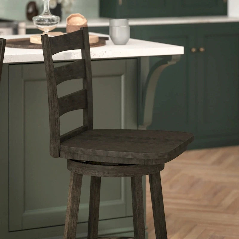 Wooden Ladderback Swivel Counter-Height Stool