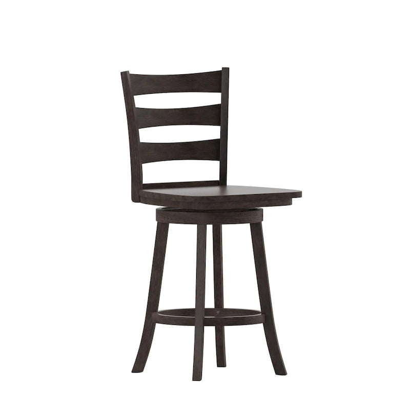 Wooden Ladderback Swivel Counter-Height Stool