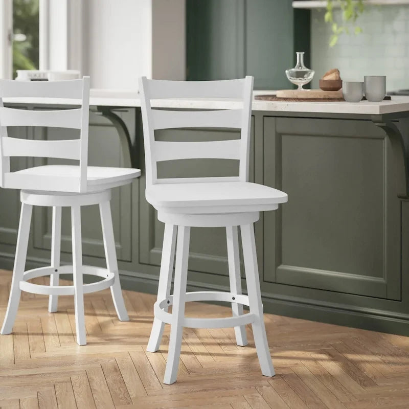 Wooden Ladderback Swivel Counter-Height Stool