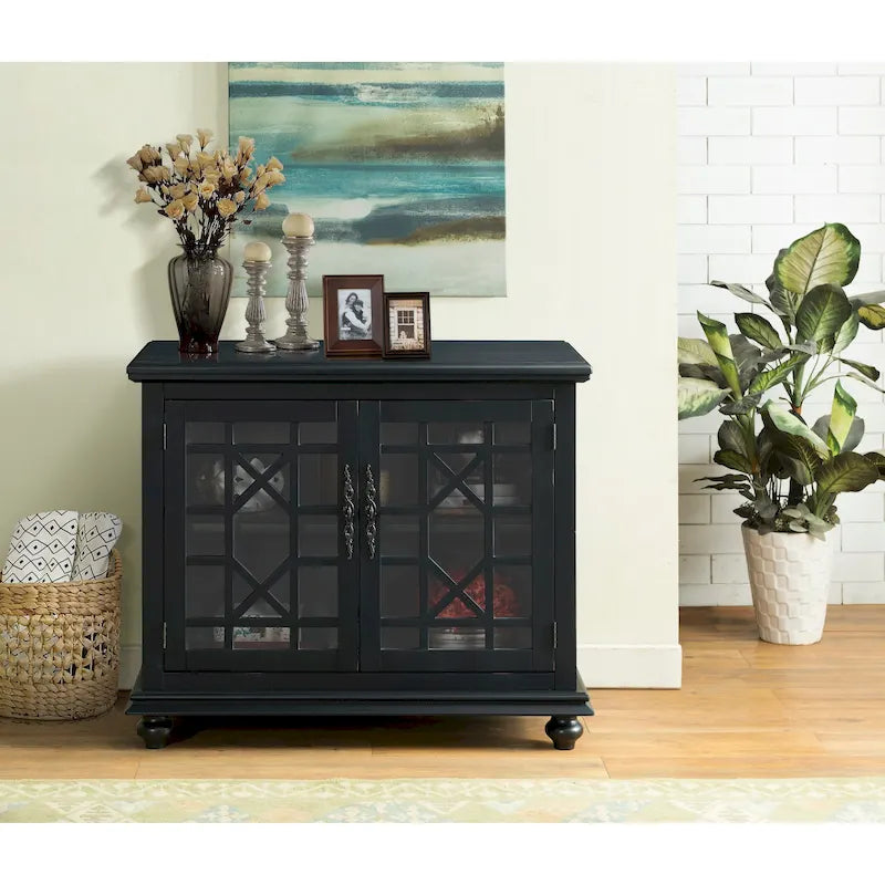 38-Inch TV Stand with Glass Doors and Adjustable Shelf