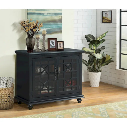 38-Inch TV Stand with Glass Doors and Adjustable Shelf