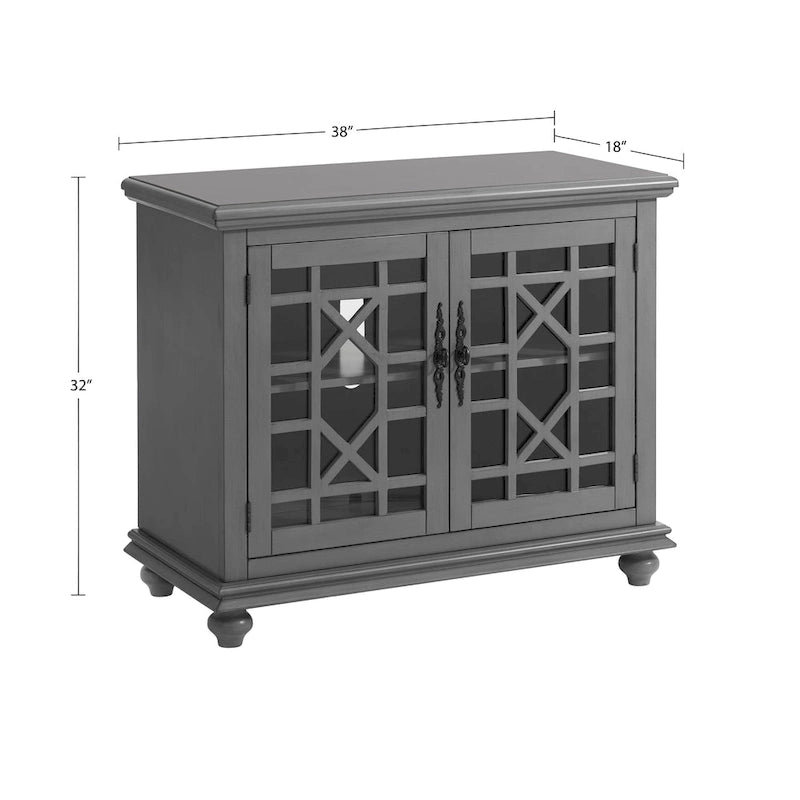 38-Inch TV Stand with Glass Doors and Adjustable Shelf