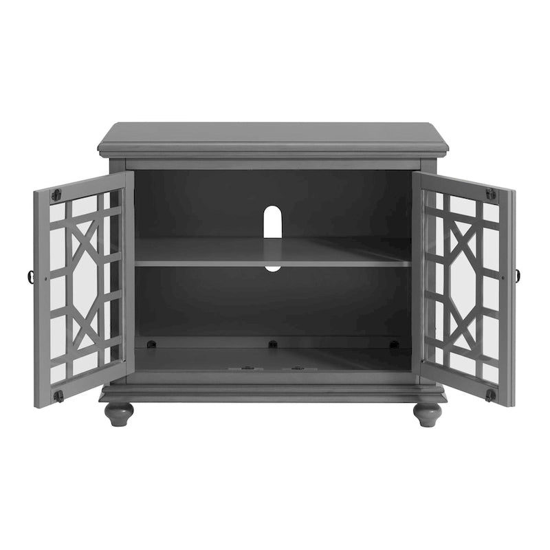 38-Inch TV Stand with Glass Doors and Adjustable Shelf