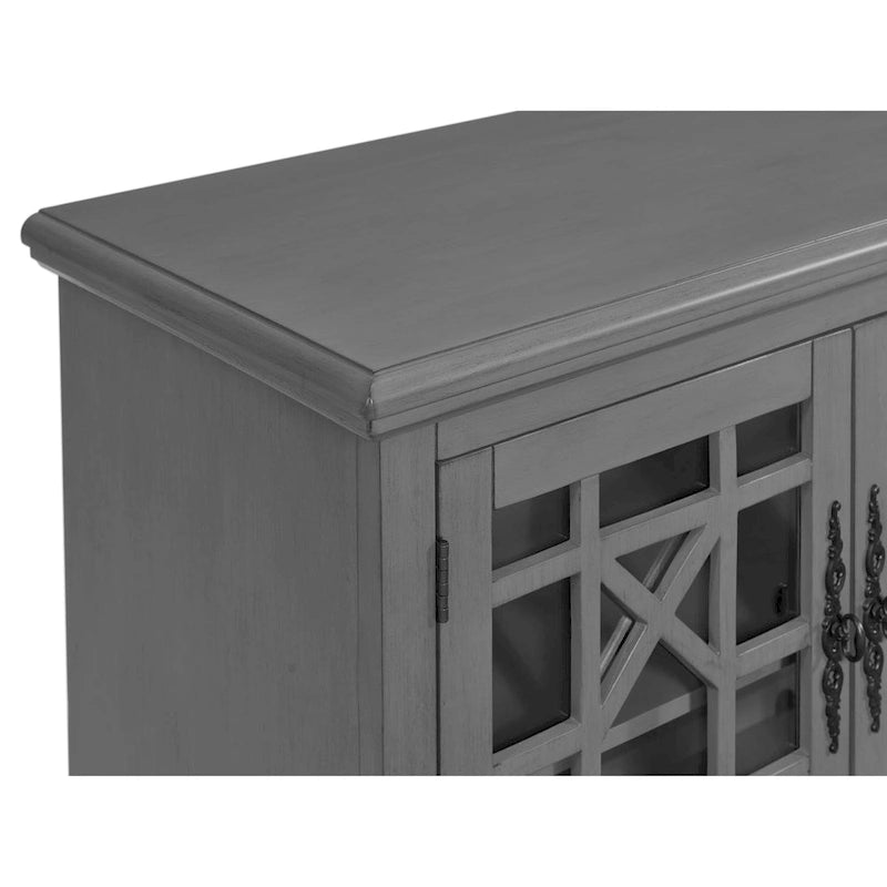 38-Inch TV Stand with Glass Doors and Adjustable Shelf