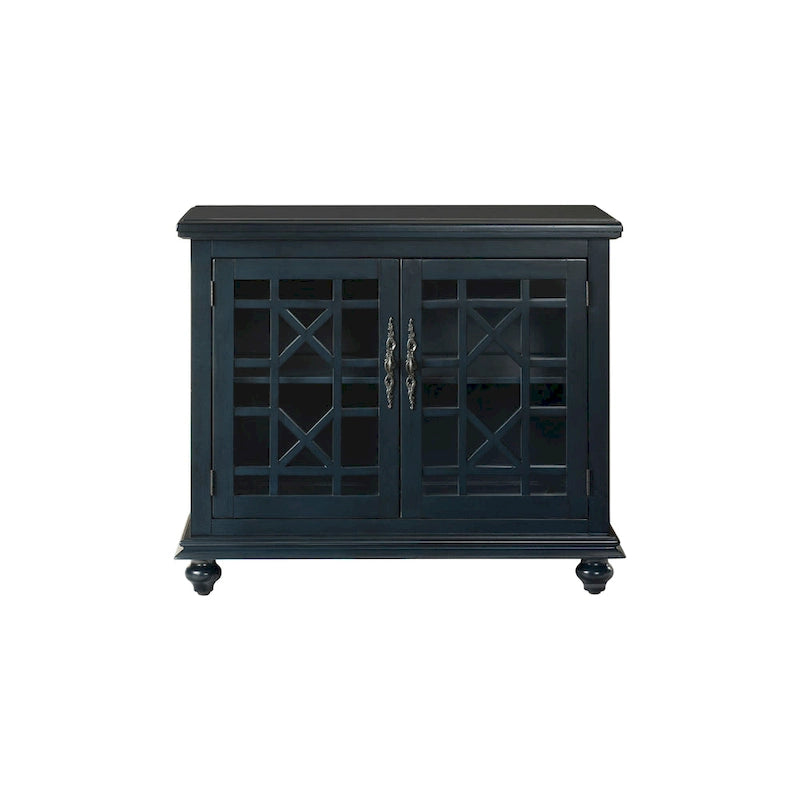38-Inch TV Stand with Glass Doors and Adjustable Shelf