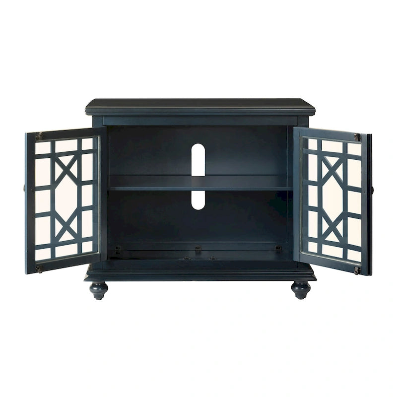 38-Inch TV Stand with Glass Doors and Adjustable Shelf