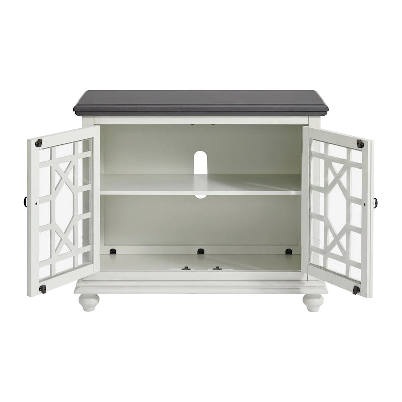 38-Inch TV Stand with Glass Doors and Adjustable Shelf
