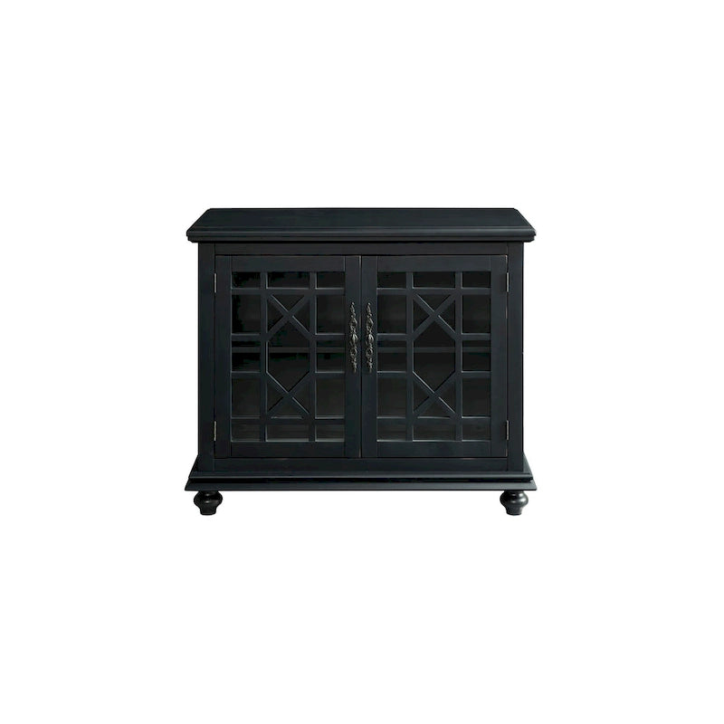 38-Inch TV Stand with Glass Doors and Adjustable Shelf