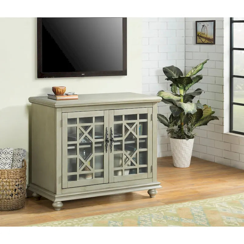 38-Inch TV Stand with Glass Doors and Adjustable Shelf