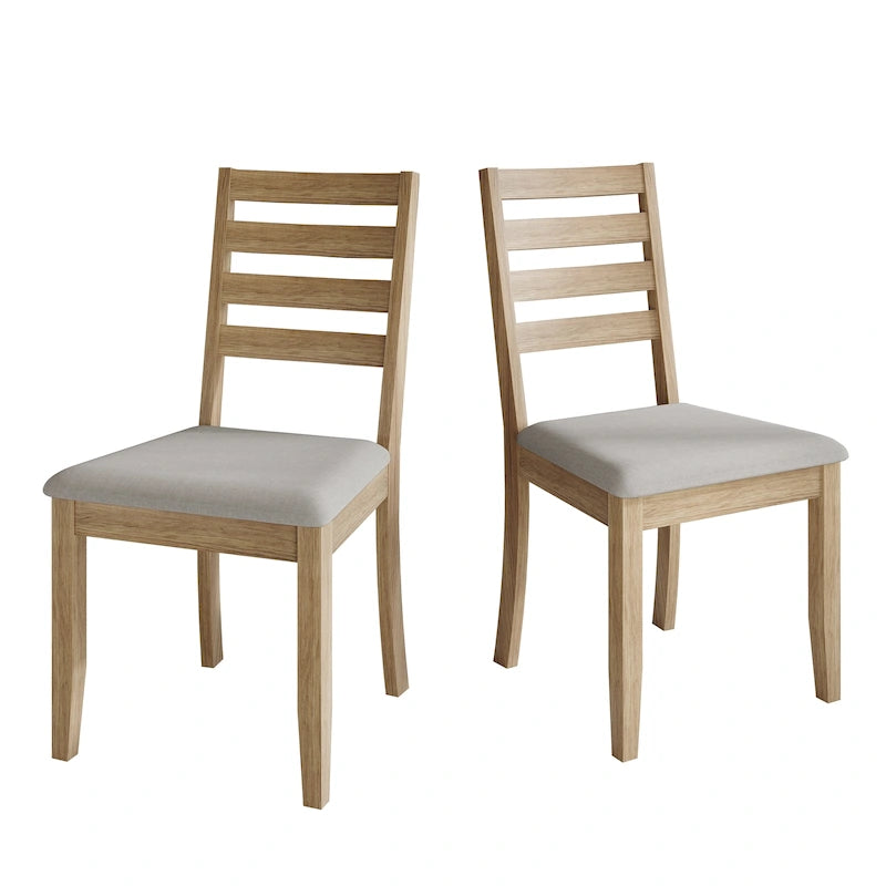 Wooden Ladder-Back Dining Chairs with Cushioned Seats (Set of 2)