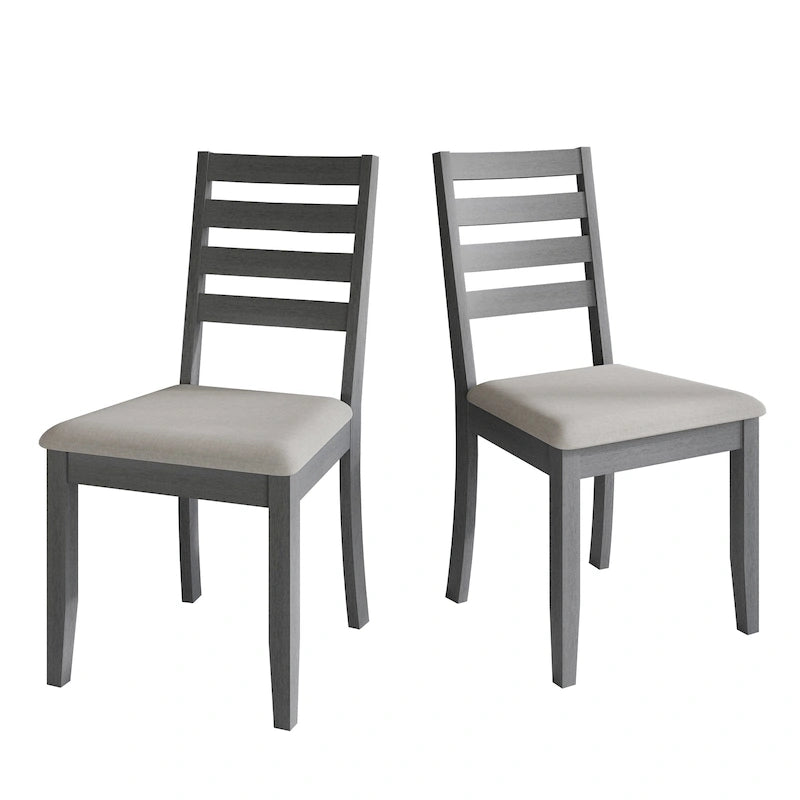 Wooden Ladder-Back Dining Chairs with Cushioned Seats (Set of 2)