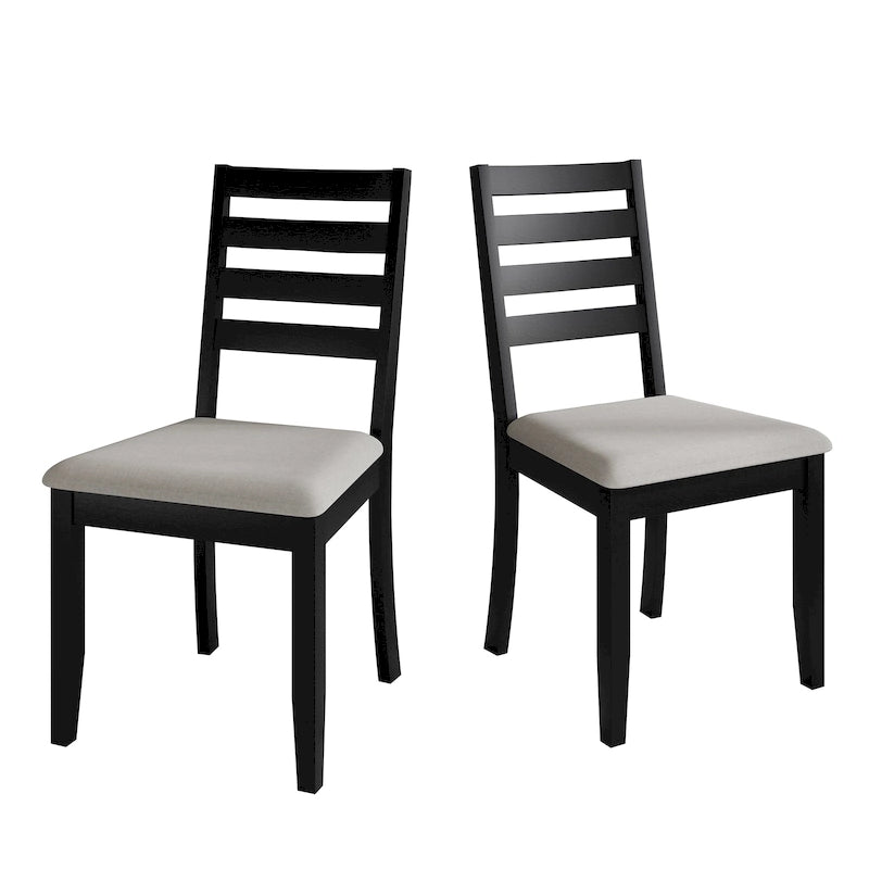 Wooden Ladder-Back Dining Chairs with Cushioned Seats (Set of 2)