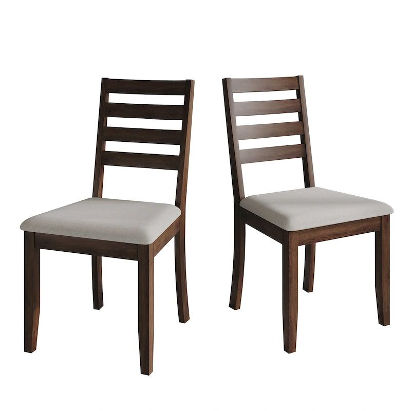 Wooden Ladder-Back Dining Chairs with Cushioned Seats (Set of 2)