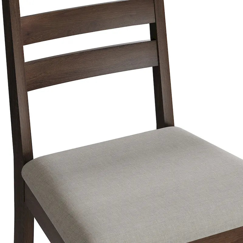 Wooden Ladder-Back Dining Chairs with Cushioned Seats (Set of 2)