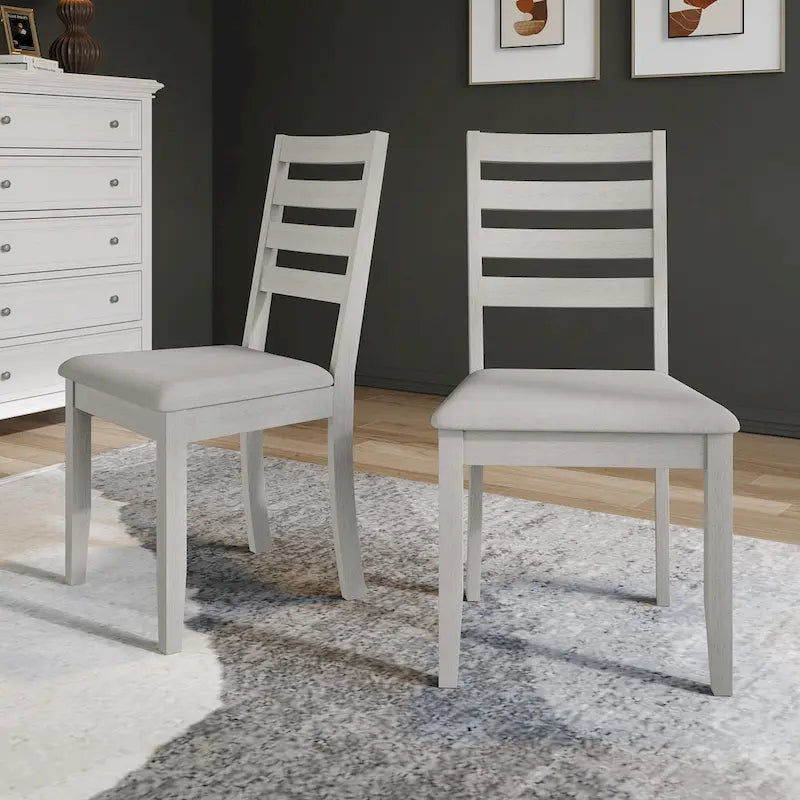 Wooden Ladder-Back Dining Chairs with Cushioned Seats (Set of 2)