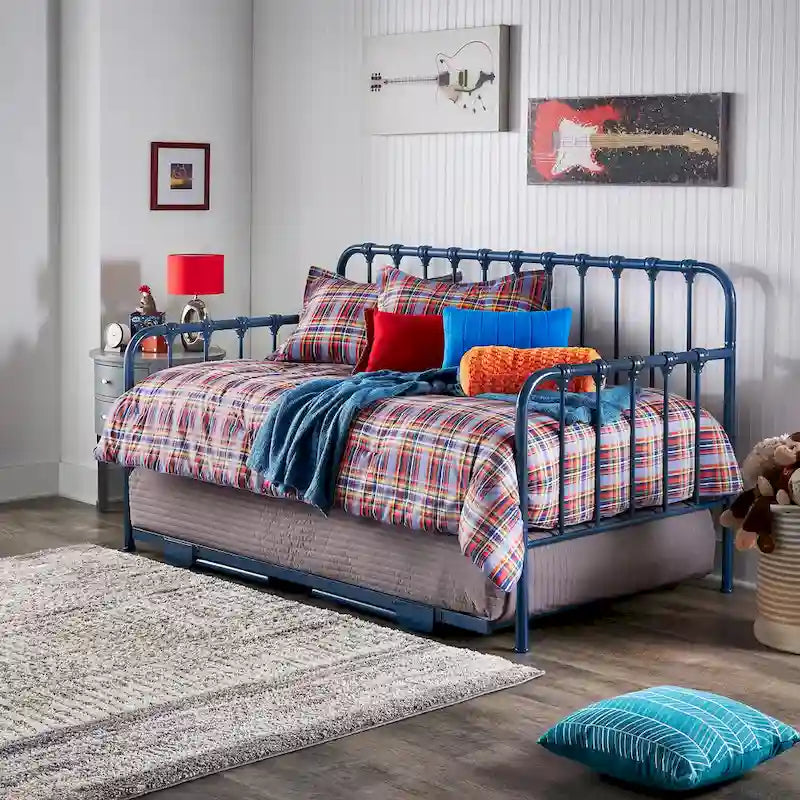 Letto da giorno in metallo con letto estraibile sollevabile